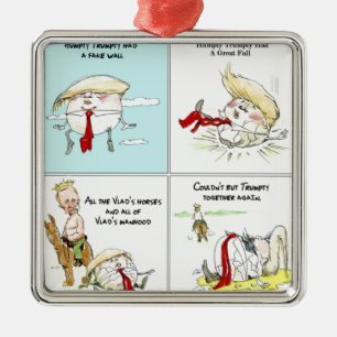 Ornement Carré Argenté Rick London "Trumpty Dumpty" Cadeau drôle de Trump