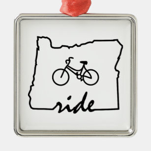 Ornement Carré Argenté Ride Oregon (Cyclisme)