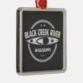 Ornement Carré Argenté Rivière Black Creek Mississippi Kayak (Droite)