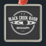 Ornement Carré Argenté Rivière Black Creek Mississippi Kayak<br><div class="desc">La rivière Pittoresque et sauvage de Black Creek est située dans la forêt nationale De Soto du Mississippi et a été désignée par le Congrès en 1986 comme la première et unique rivière sauvage et Pittoresque du Mississippi. Elle est connue pour sa nature sauvage et est une destination populaire pour...</div>
