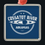 Ornement Carré Argenté Rivière Cossatot Arkansas Kayak<br><div class="desc">La rivière Cossatot est une rivière de 130 km de long dans les comtés de Howard,  Polk et Sevier dans l'Arkansas qui traverse la forêt nationale d'Ouachita et se jette dans le lac Gillham.</div>