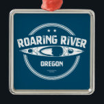 Ornement Carré Argenté Rivière Roaring Oregon Kayak<br><div class="desc">La rivière Roaring,  en Oregon,  traverse la forêt ancienne de Douglas Fir,  dans la nature sauvage de la rivière Roaring. Elle est une destination extraordinaire pour le kayak,  le canoë et la pêche.</div>
