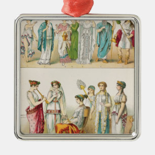 Ornement Carré Argenté Robe théâtrale grecque