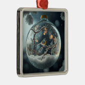 Ornement Carré Argenté Robin Globe Ornament (Droite)