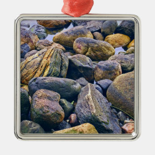 Ornement Carré Argenté Rochers colorés