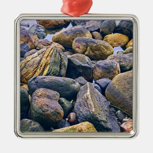 Ornement Carré Argenté Rochers colorés (Devant)