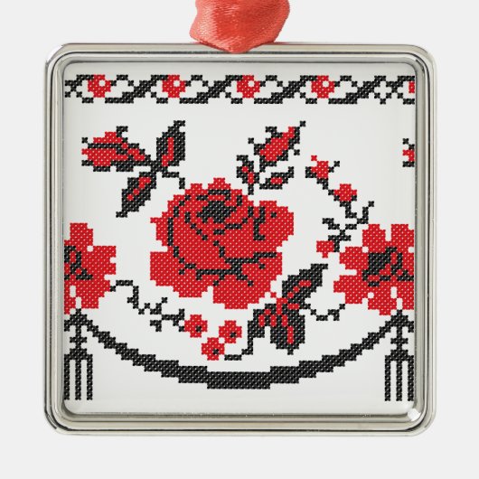 Ornement Carré Argenté Rose (Devant)