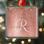Ornement Carré Argenté Rose Gold brossé Parties scintillant métallique No<br><div class="desc">Personnalisez facilement ce design de décoration métal chic et branché avec une jolie parties scintillant brillante or rose sur un arrière - plan métallique brossé or rose.</div>