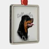 Ornement Carré Argenté Rottweiler Papa 2 (Droite)