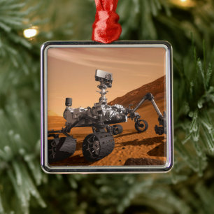 Ornement Carré Argenté Rover Curiosity Du Laboratoire Scientifique Mars.