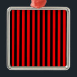 Ornement Carré Argenté Ruby Black<br><div class="desc">Ruby Black est un design simple de bandes noires et rouges qui convient à toutes les occasions et à tous les objets. Cette image est disponible sur une variété d'autres produits,  il suffit de cliquer sur le lien sous la photo près de "About this Design".</div>