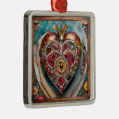 Ornement Carré Argenté Ruby Pomegranate Heart Steampunk Series (Droite)