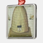 Ornement Carré Argenté Ruche et abeilles (Gauche)