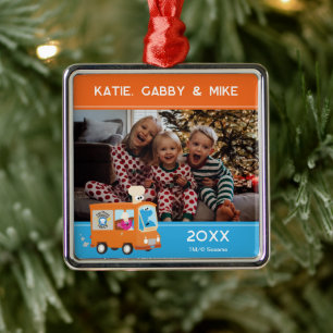 Ornement Carré Argenté Rue Sésame   Camion d'alimentation Monster Cookies