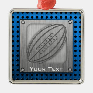 Ornement Carré Argenté Rugby balayé de Métal-regard