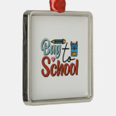 Ornement Carré Argenté Sac À L'École (Droite)