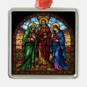 Ornement Carré Argenté Sacred Hearts Stained Glass Christmas (Devant)
