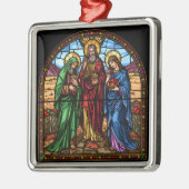 Ornement Carré Argenté Sacred Hearts Stained Glass Christmas (Gauche)