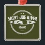 Ornement Carré Argenté Saint Joe River Idaho Kayak<br><div class="desc">La rivière St. Joe,  "Shadowy",  coule sur les pentes ouest de la chaîne de montagnes Bitterroot depuis ses sources au lac St. Joe,  près de la ligne de l'État Idaho-Montana.</div>