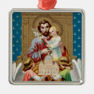Ornement Carré Argenté Saint Joseph enterré recevant le Vatican Maquette