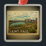 Ornement Carré Argenté Saint-Paul Minnesota Ornament Vintage Travel St<br><div class="desc">A cool vintage style Saint Paul ornament featuring a city view of St Paul.</div>