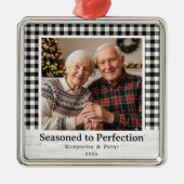 Ornement Carré Argenté Saisonné à la perfection - Grand-parents Photo (Devant)