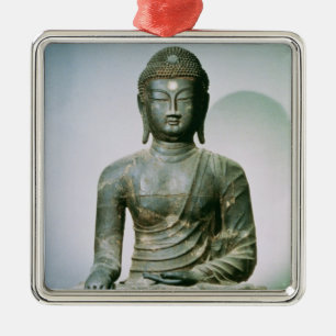 Ornement Carré Argenté Sakyamuni assis Bouddha de Ch'ungung-Ni (fer)