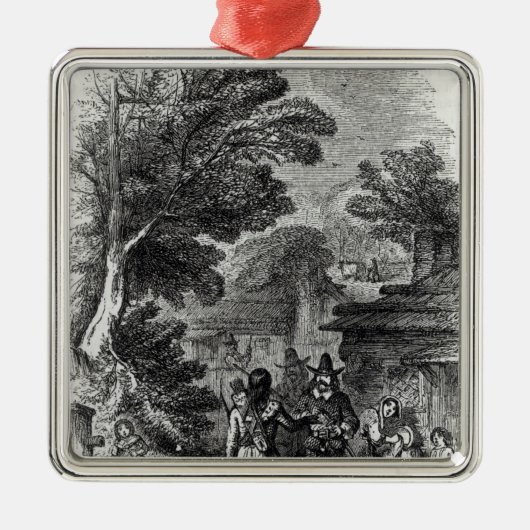 Ornement Carré Argenté Samoset, le visiteur indien (Devant)