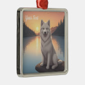 Ornement Carré Argenté Samoyé par Lac (Droite)