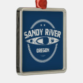 Ornement Carré Argenté Sandy River Oregon Kayaking (Droite)