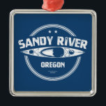 Ornement Carré Argenté Sandy River Oregon Kayaking<br><div class="desc">La rivière Sandy est originaire des hauts glaciers du mont Hood,  le point culminant des montagnes Cascade de l'Oregon,  et s'écoule vers l'est de Portland. Elle traverse la ville de Molalla avant d'entrer dans la plus grande rivière près de Canby</div>
