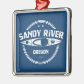 Ornement Carré Argenté Sandy River Oregon Kayaking (Gauche)