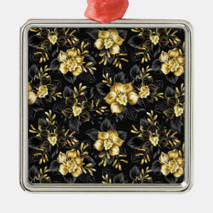 Ornement Carré Argenté Sans couture avec orchidées de bijoux