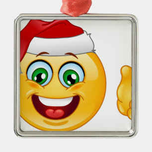 Ornement Carré Argenté santa claus emoji