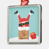 Ornement Carré Argenté Santa Claus stuck in the chimney on the roof (Gauche)