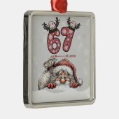 Ornement Carré Argenté Santa Hiding from Six Seven Christmas Ornament (Droite)