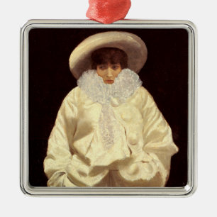 Ornement Carré Argenté Sarah Bernhardt en Pierrot