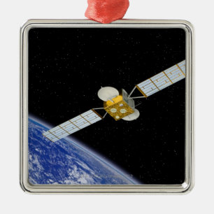 Ornement Carré Argenté Satellite de télécommunications