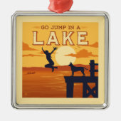 Ornement Carré Argenté Sauter Sur Un Lac (Devant)