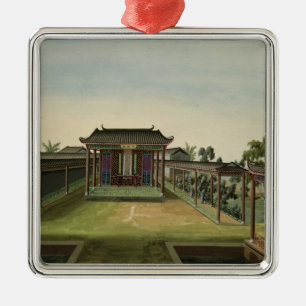 Ornement Carré Argenté Scène de jardin, c.1820-40 (la semaine sur le