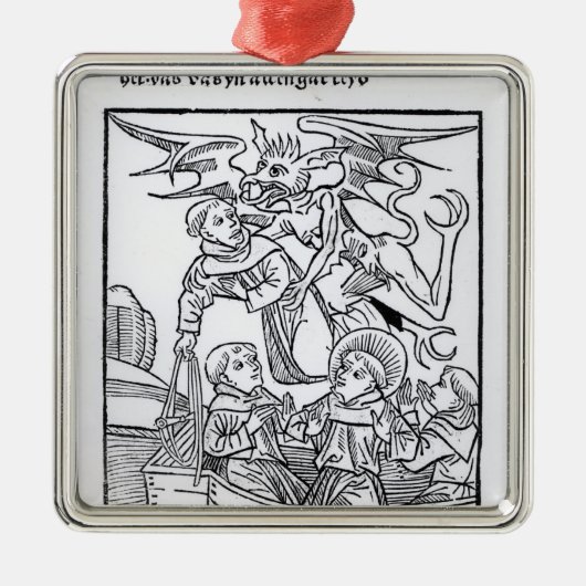 Ornement Carré Argenté Scène 'de la navigation de St Brendan (Devant)