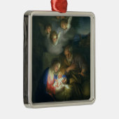 Ornement Carré Argenté Scène de nativité (Droite)