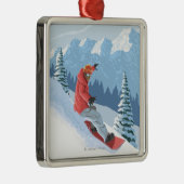 Ornement Carré Argenté Scène de surfeur - les Rocheuses (Droite)