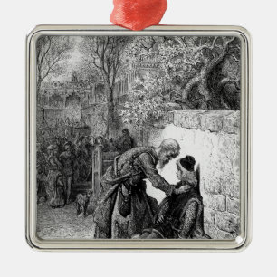 Ornement Carré Argenté Scène "du givre du marin antique",