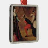 Ornement Carré Argenté Scène d'un jeu (Droite)