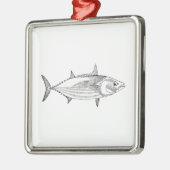 Ornement Carré Argenté Schéma vintage thons (Gauche)