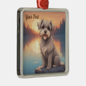 Ornement Carré Argenté Schnauzer par lac (Droite)