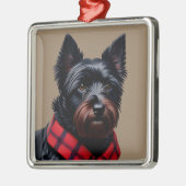 Ornement Carré Argenté Scottish Terrier (Gauche)