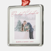 Ornement Carré Argenté Script moderne simple Notre premier Mariage de Noë (Gauche)