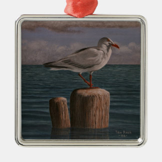Ornement Carré Argenté Seagull by Tom Rock Metal Ornament